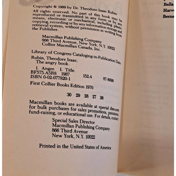 The Angry Book by Dr. Theodore Isaac Rubin, M.D. (1987 MMPB) - Picture 2 of 4
